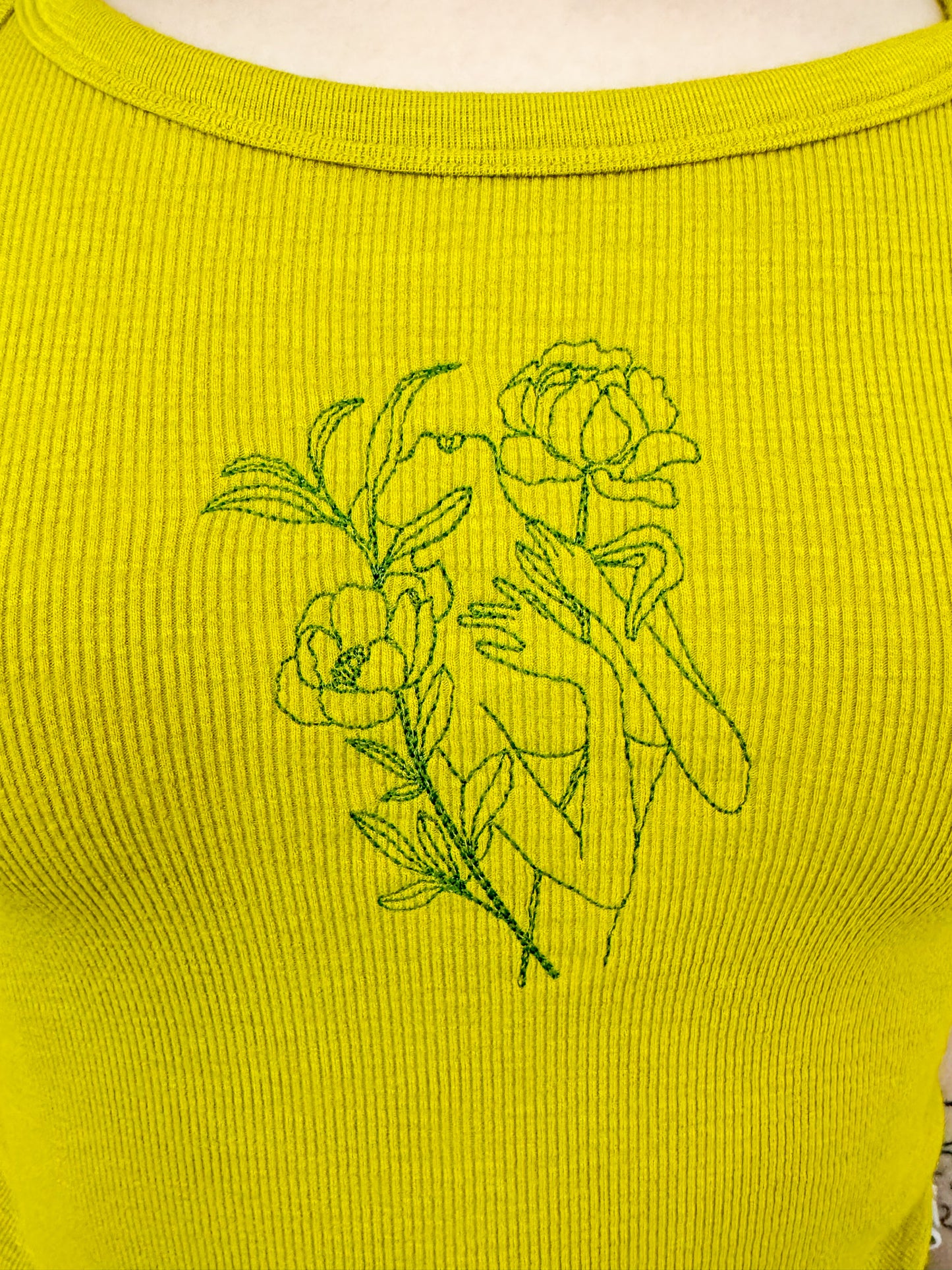 Floral Woman Neck Tied Tank XS