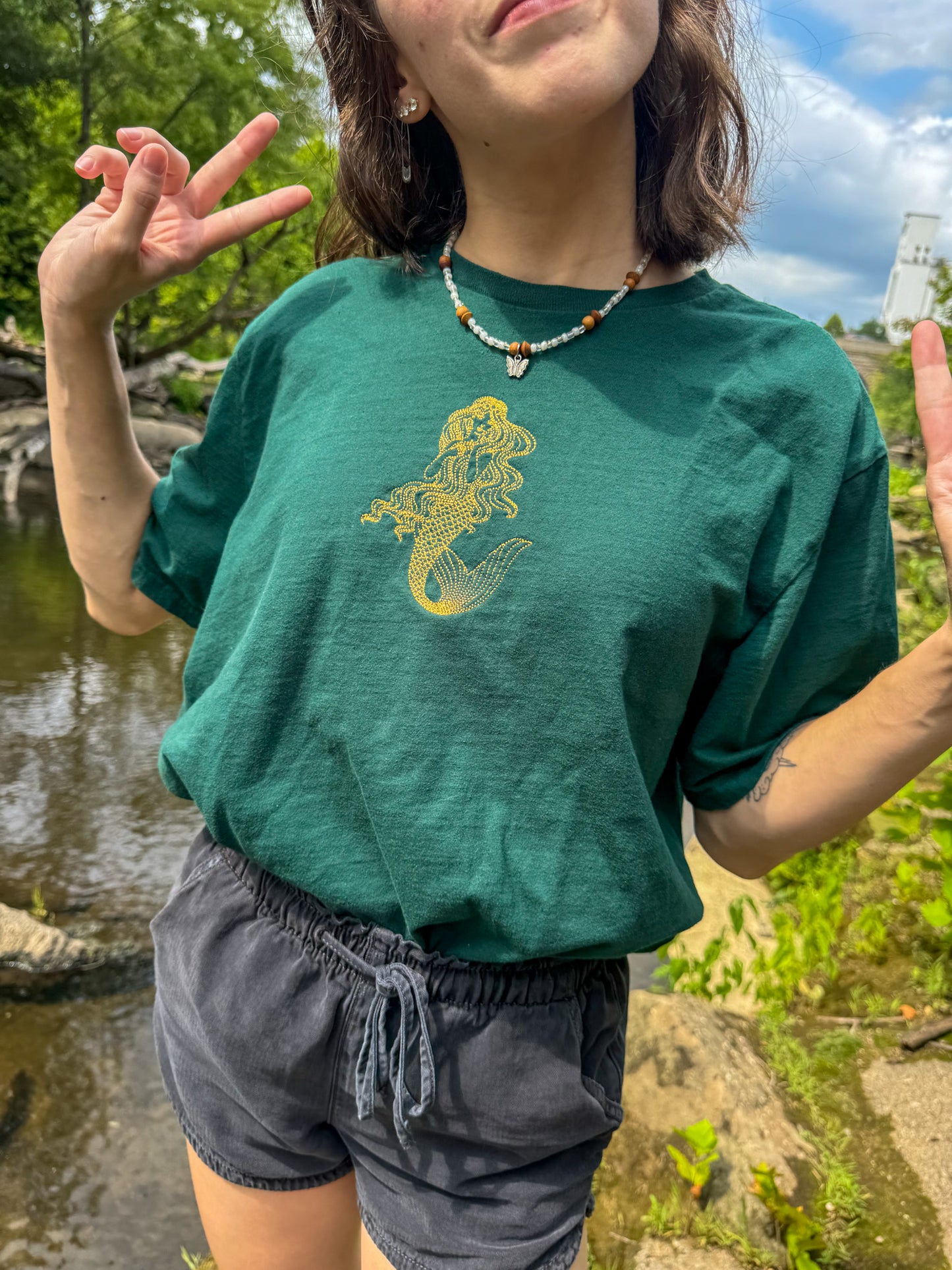 Golden Mermaid Green T-Shirt XL