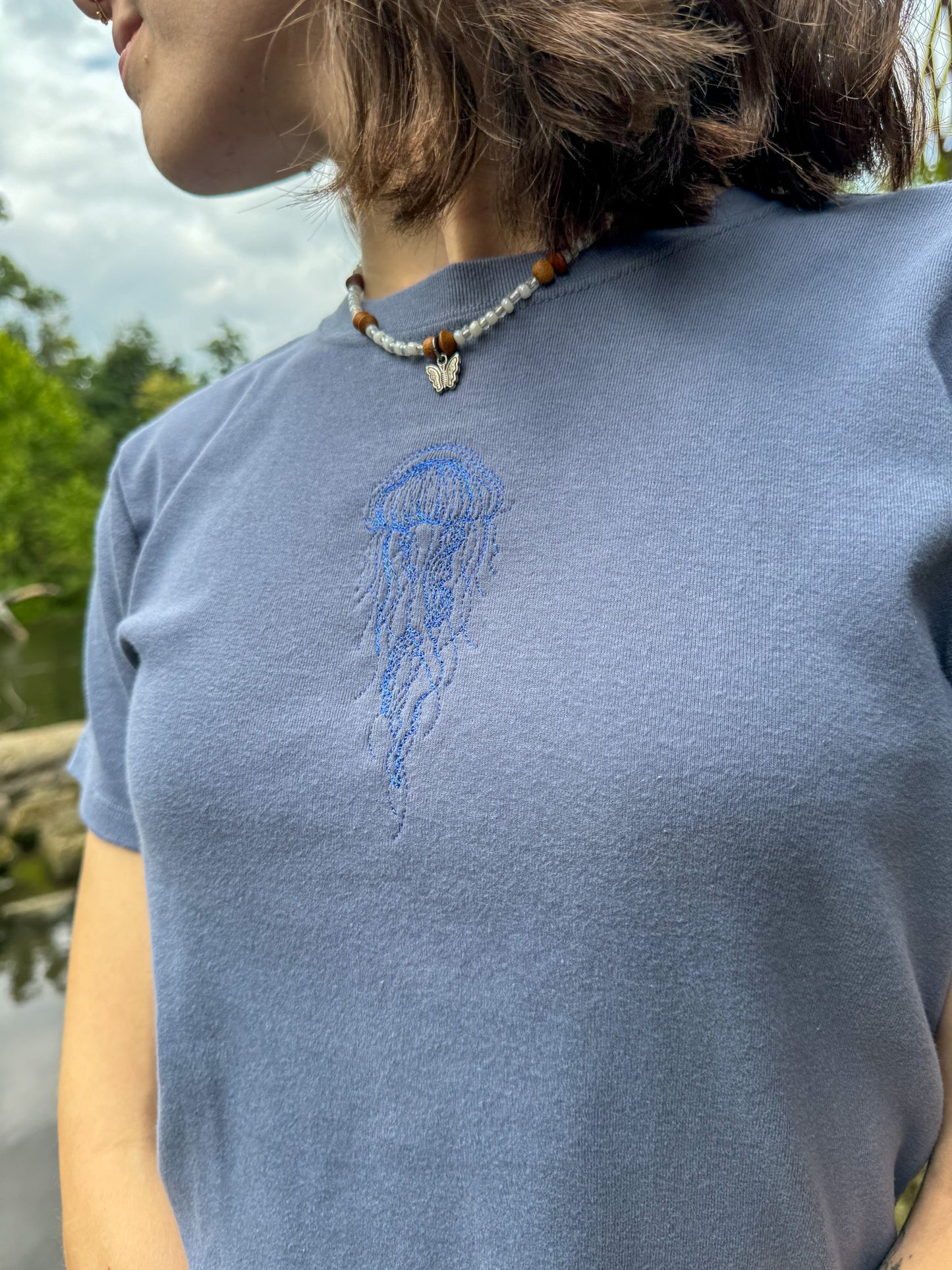 Blue Jellyfish Cropped Baby Tee XL