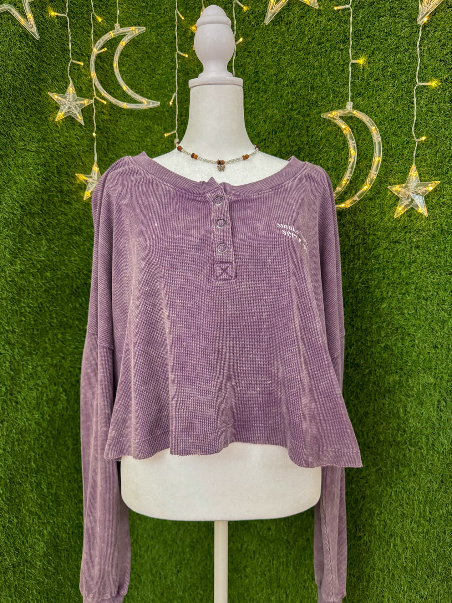 Smoke Blunt Purple Thermal Cropped Long Sleeve XL