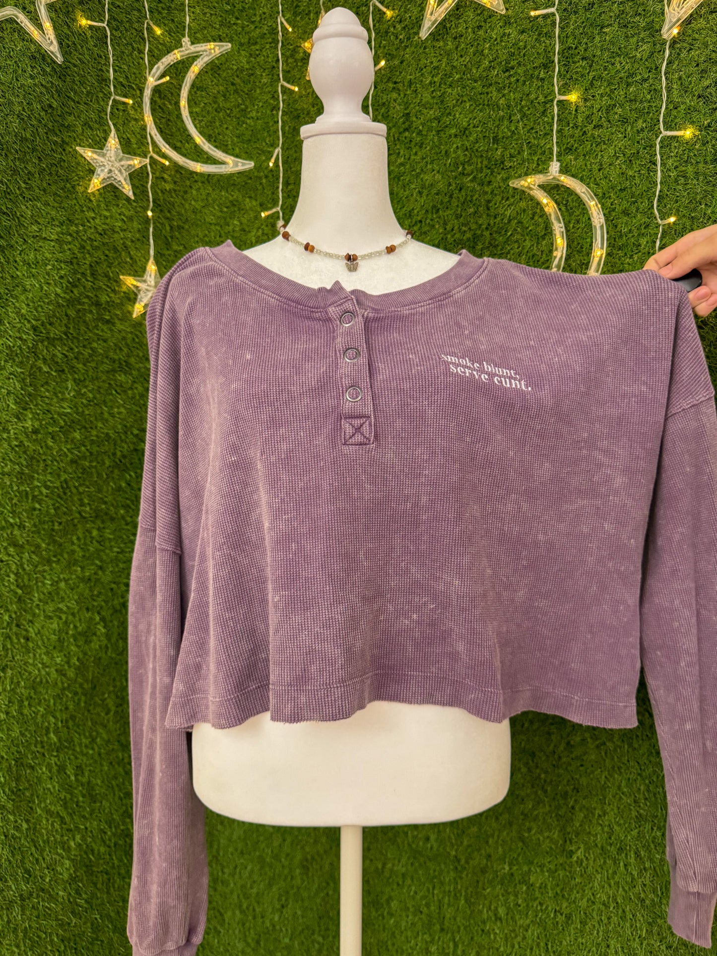 Smoke Blunt Purple Thermal Cropped Long Sleeve XL