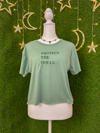 Protect the Dolls Green Cropped Tee L