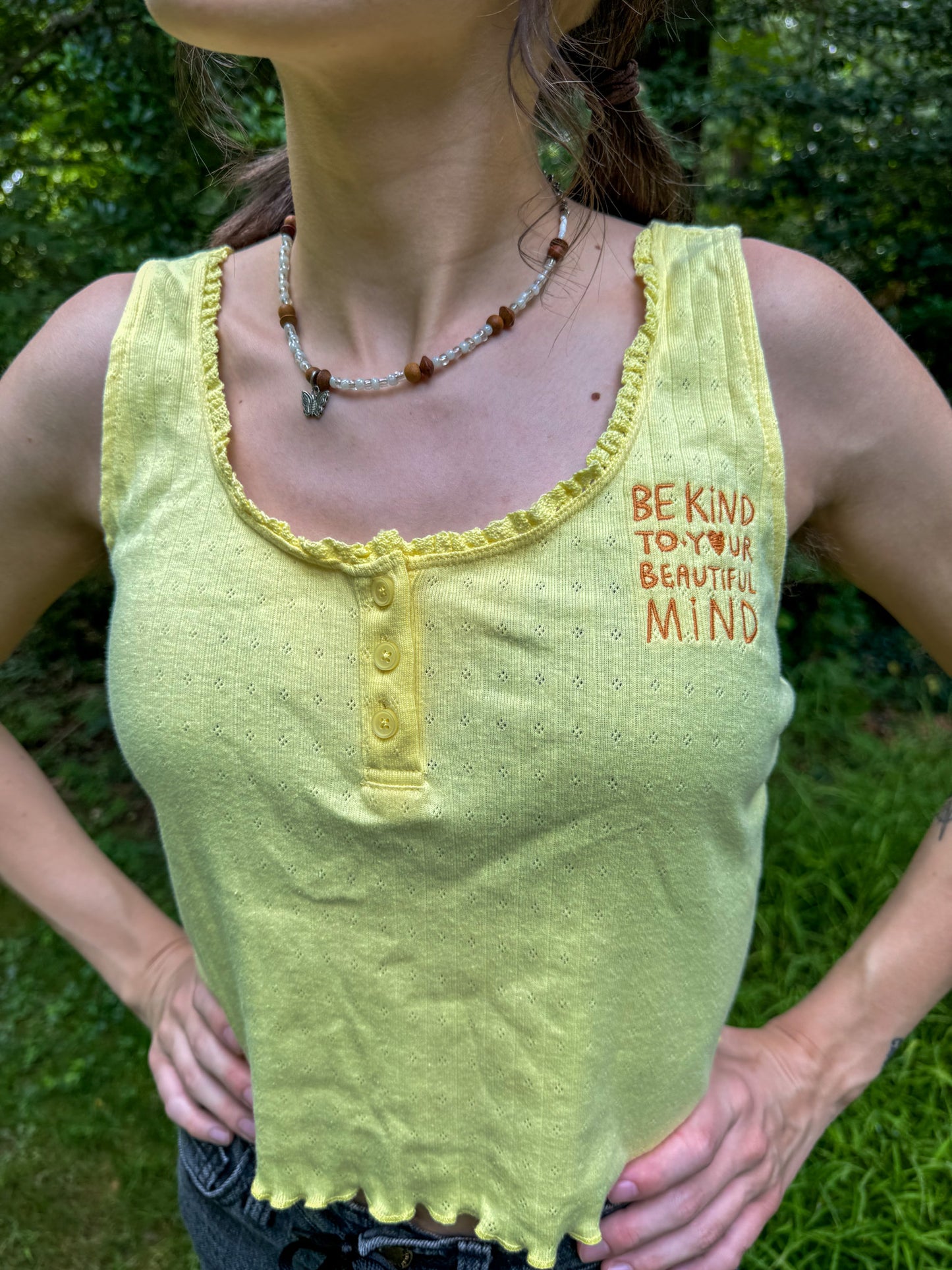 Be Kind to Your Beautiful Mind Yellow Cropped Tank Top XL