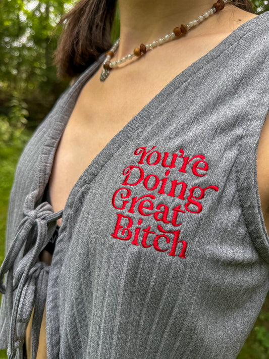 You're Doing Great Front Tie Cropped Tank XL