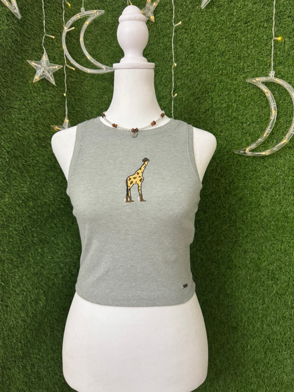 Cowboy Giraffe Cropped Tank S