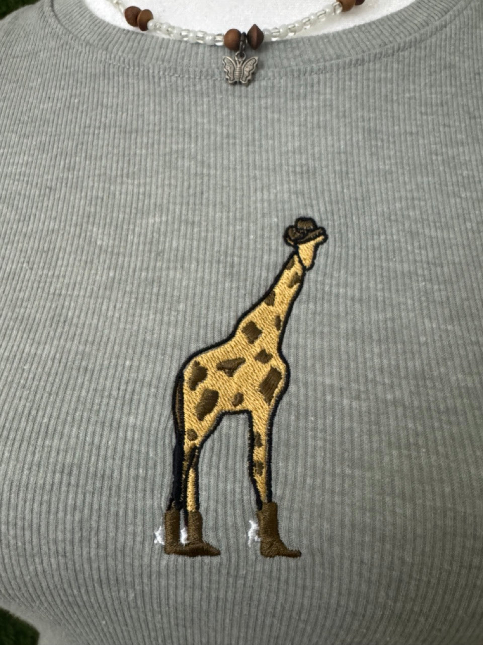 Cowboy Giraffe Cropped Tank S