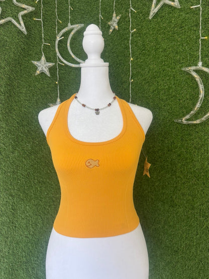 Goldfish Neck Strap Cropped Yellow Tank XS