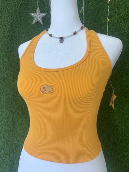 Goldfish Neck Strap Cropped Yellow Tank XS