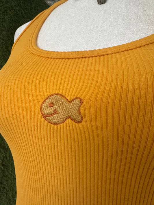 Goldfish Neck Strap Cropped Yellow Tank XS