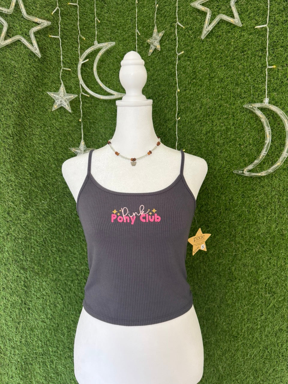 Pink Pony Club Cropped Grey Tank S