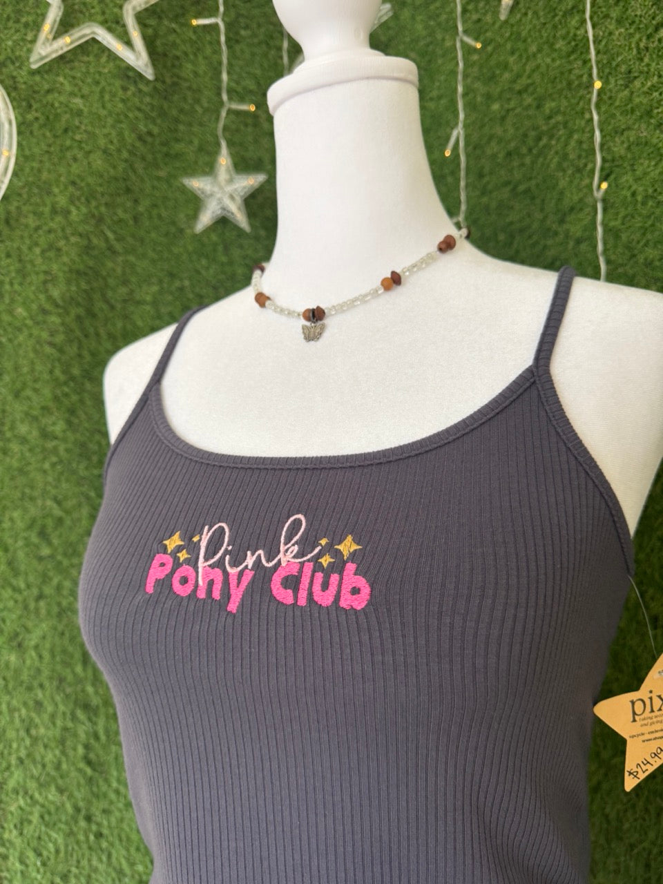 Pink Pony Club Cropped Grey Tank S