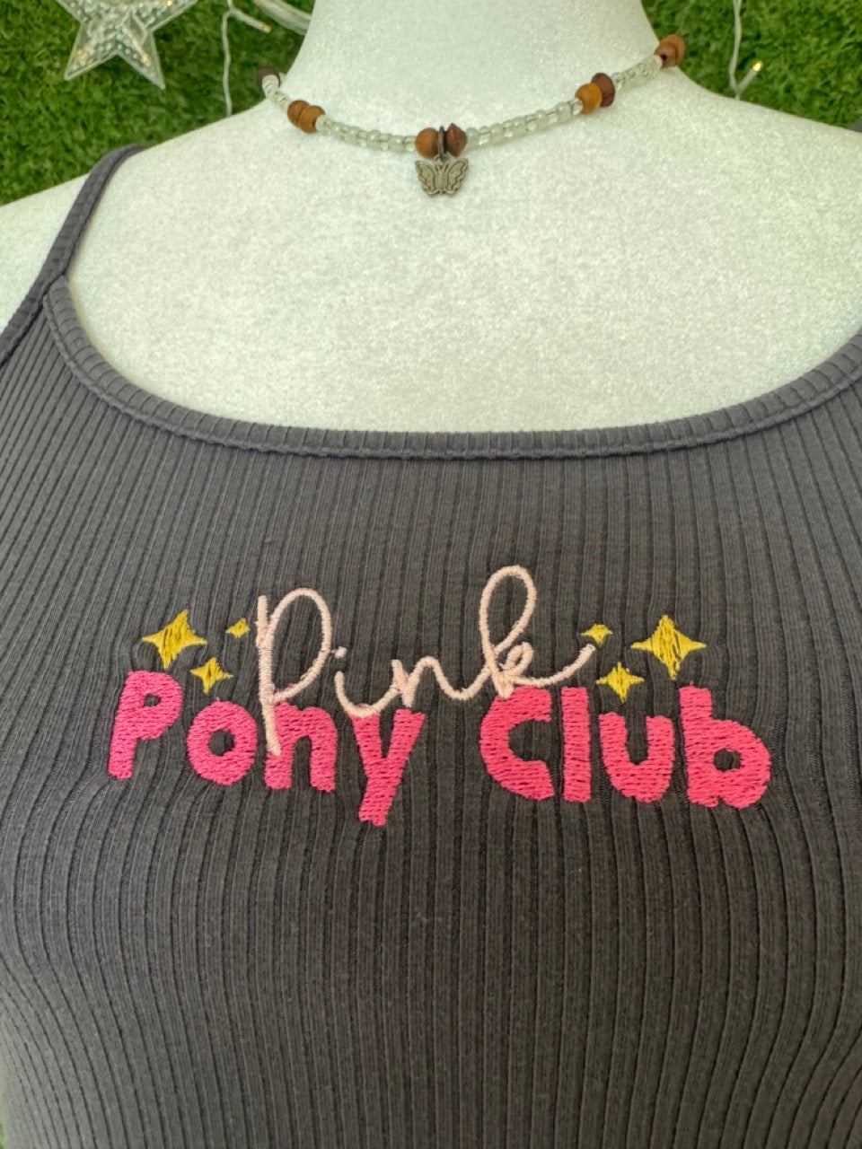 Pink Pony Club Cropped Grey Tank S