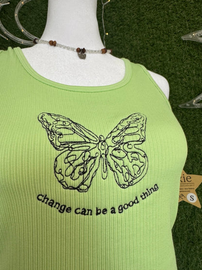 Change can be a Good Thing Cropped Green Tank S