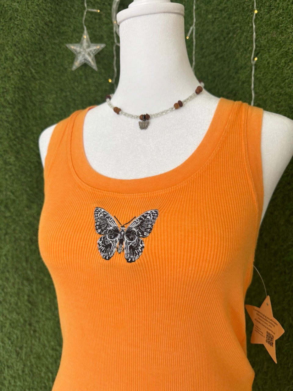 Skull Butterfly Orange Tank S