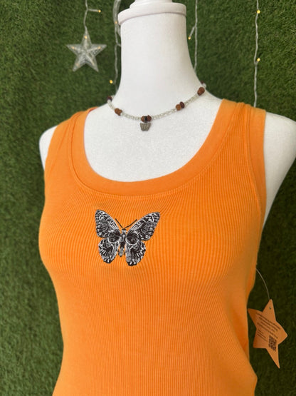Skull Butterfly Orange Tank S