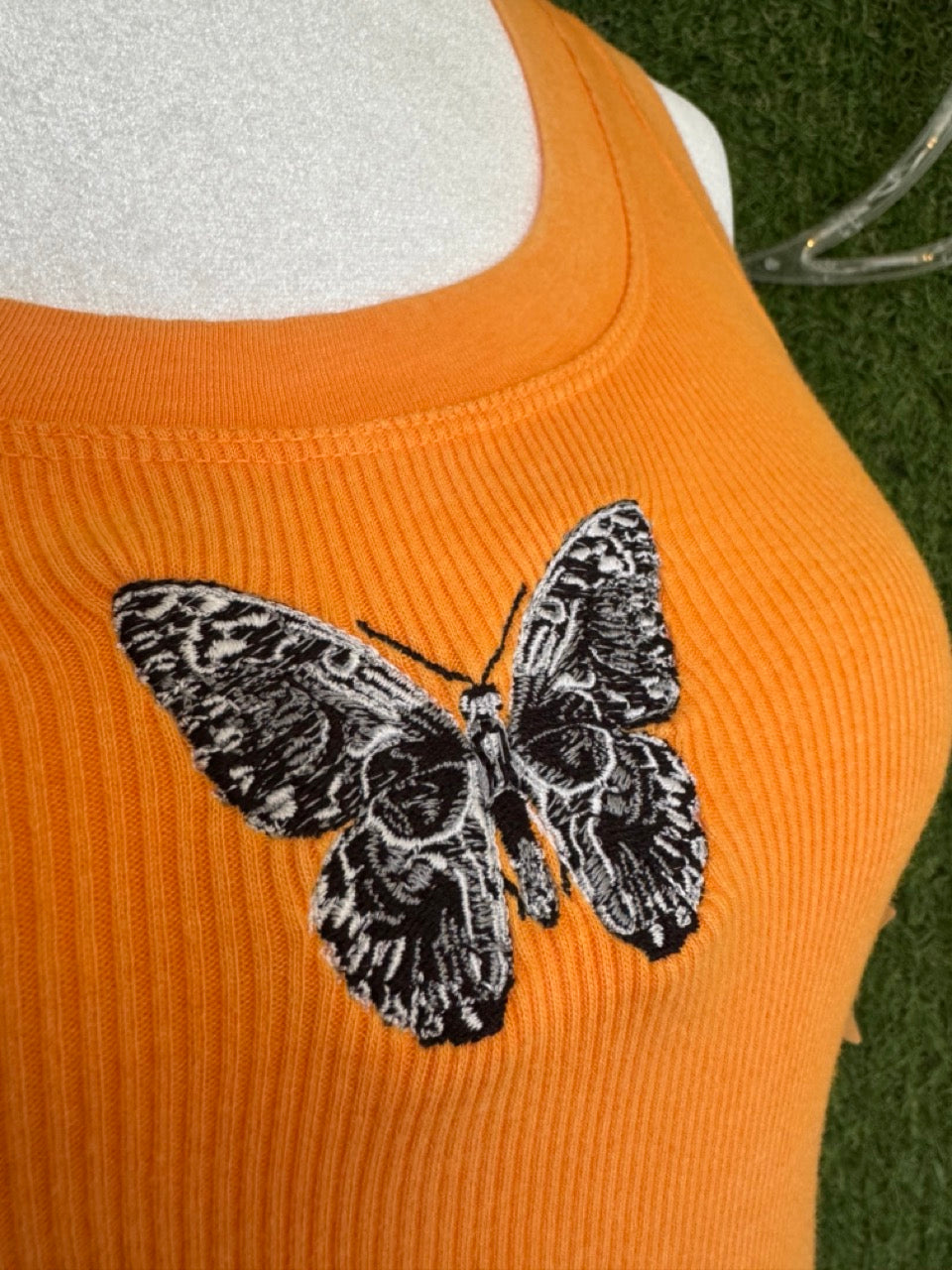 Skull Butterfly Orange Tank S