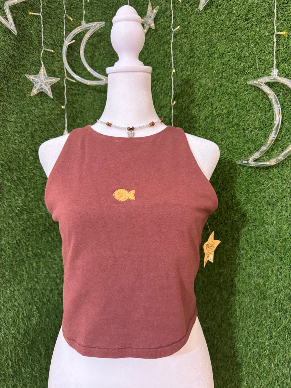 Goldfish Cropped Halter Brown Tank L
