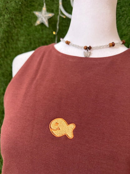 Goldfish Cropped Halter Brown Tank L