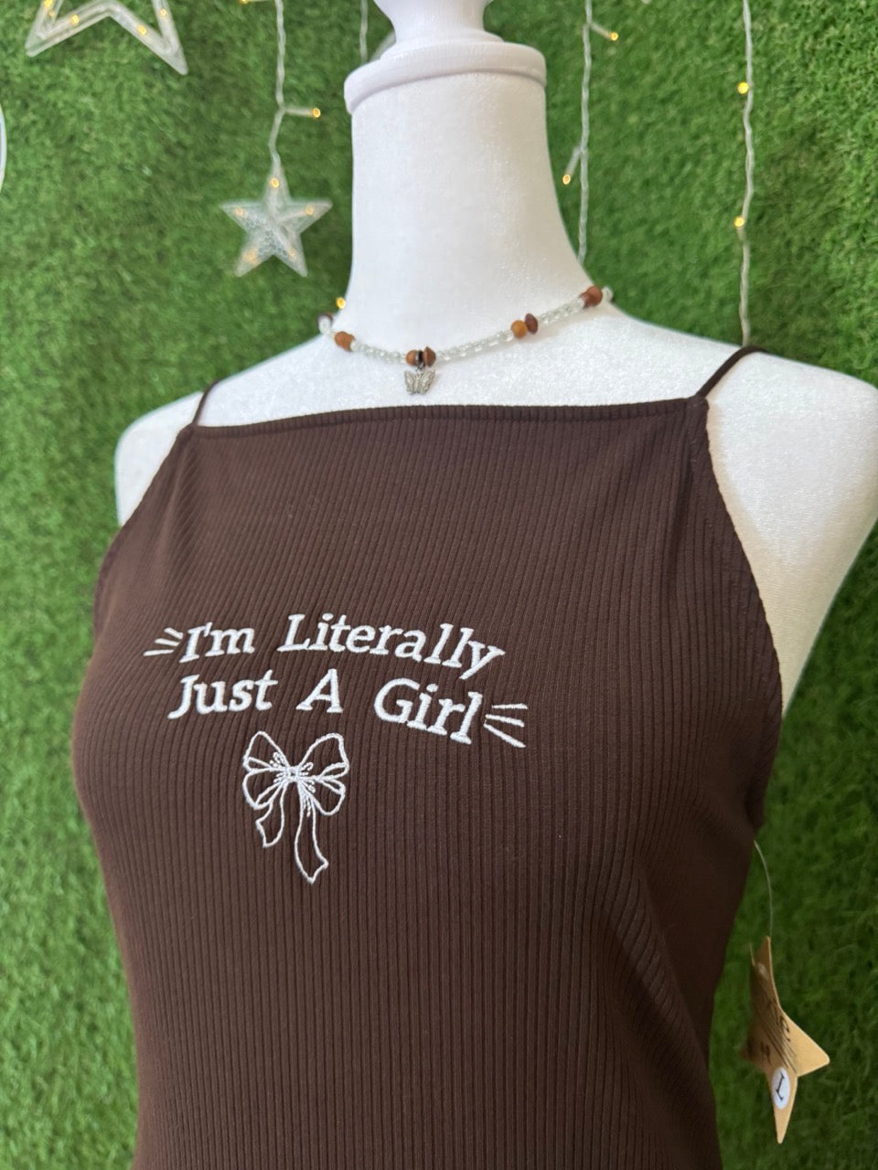 Just A Girl Halter Tank Brown Bodysuit L