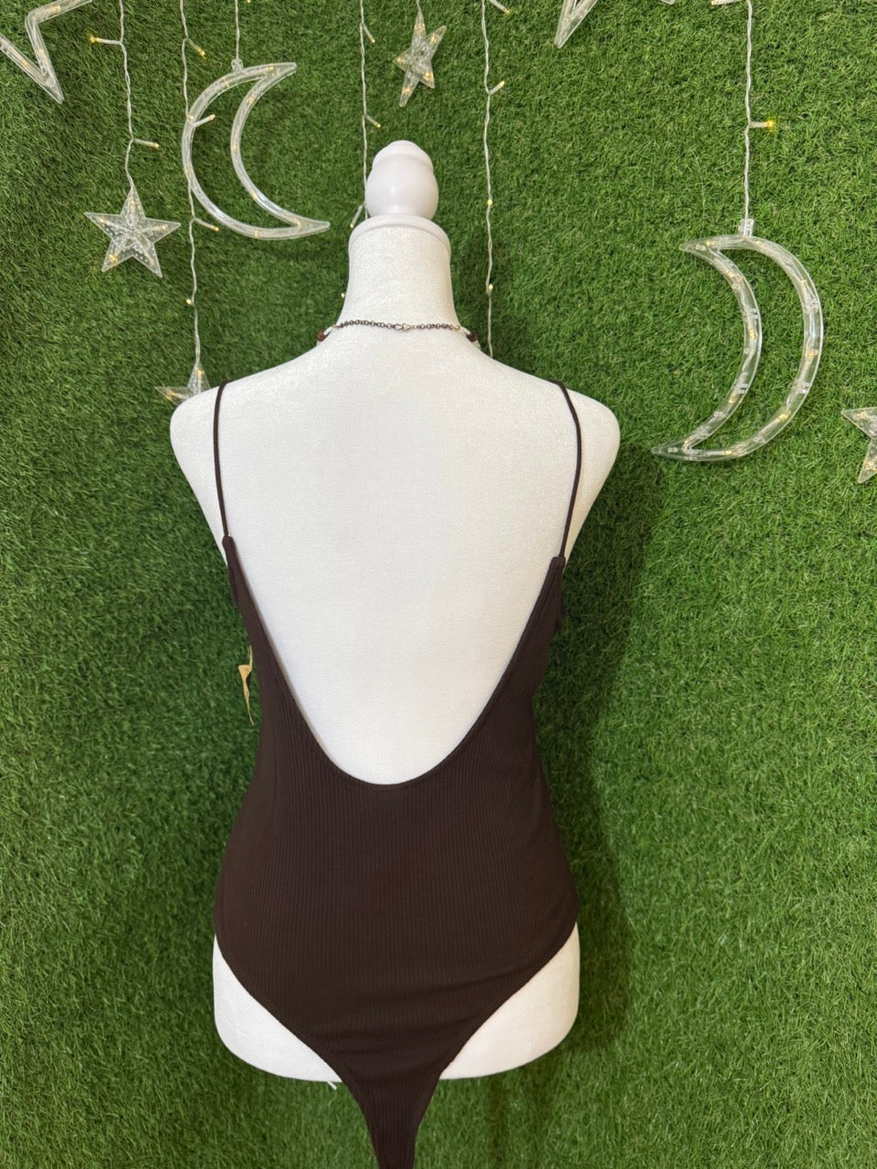 Just A Girl Halter Tank Brown Bodysuit L
