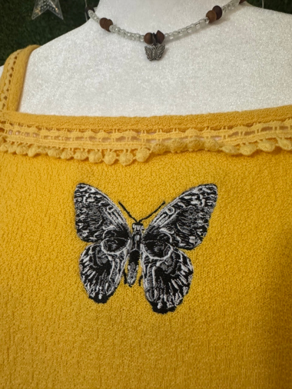 Skull Butterfly Yellow Tank L