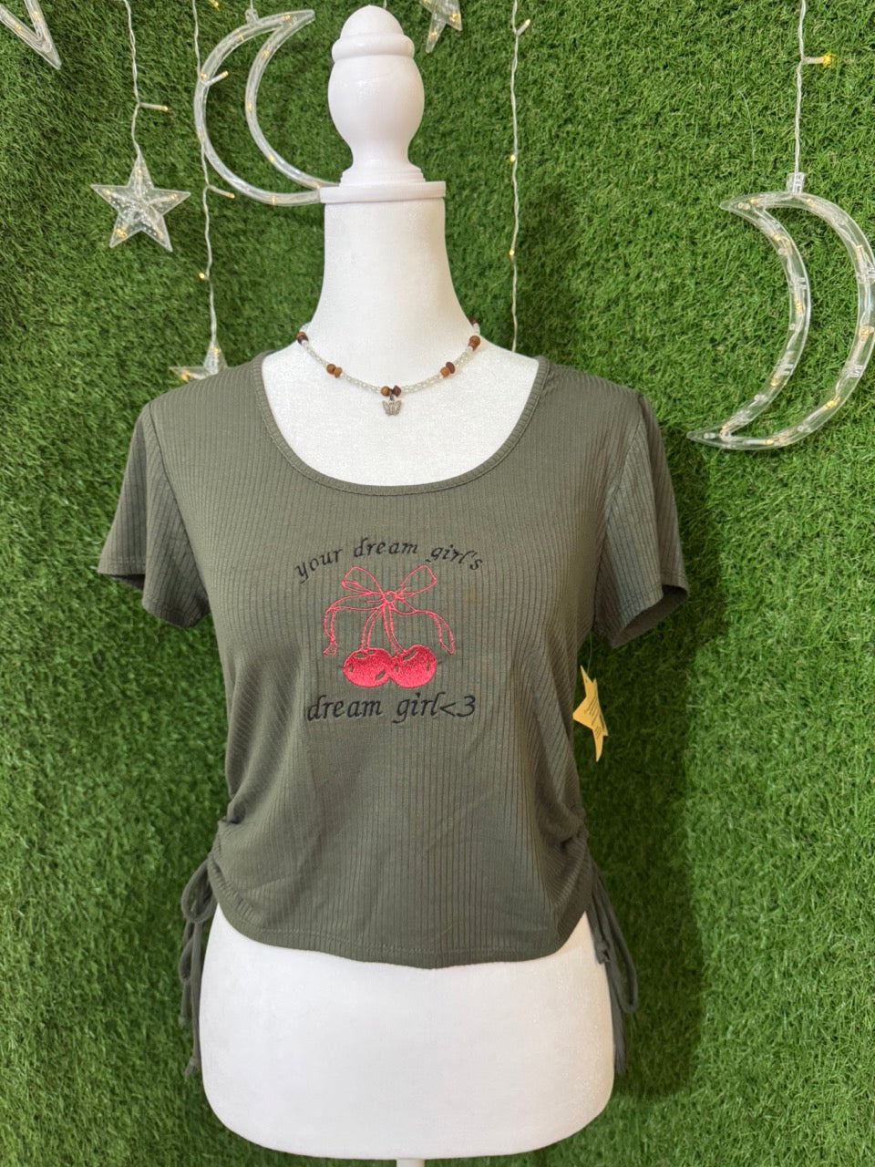 Dream Girl's Dream Girl Cinched Side Baby Tee L