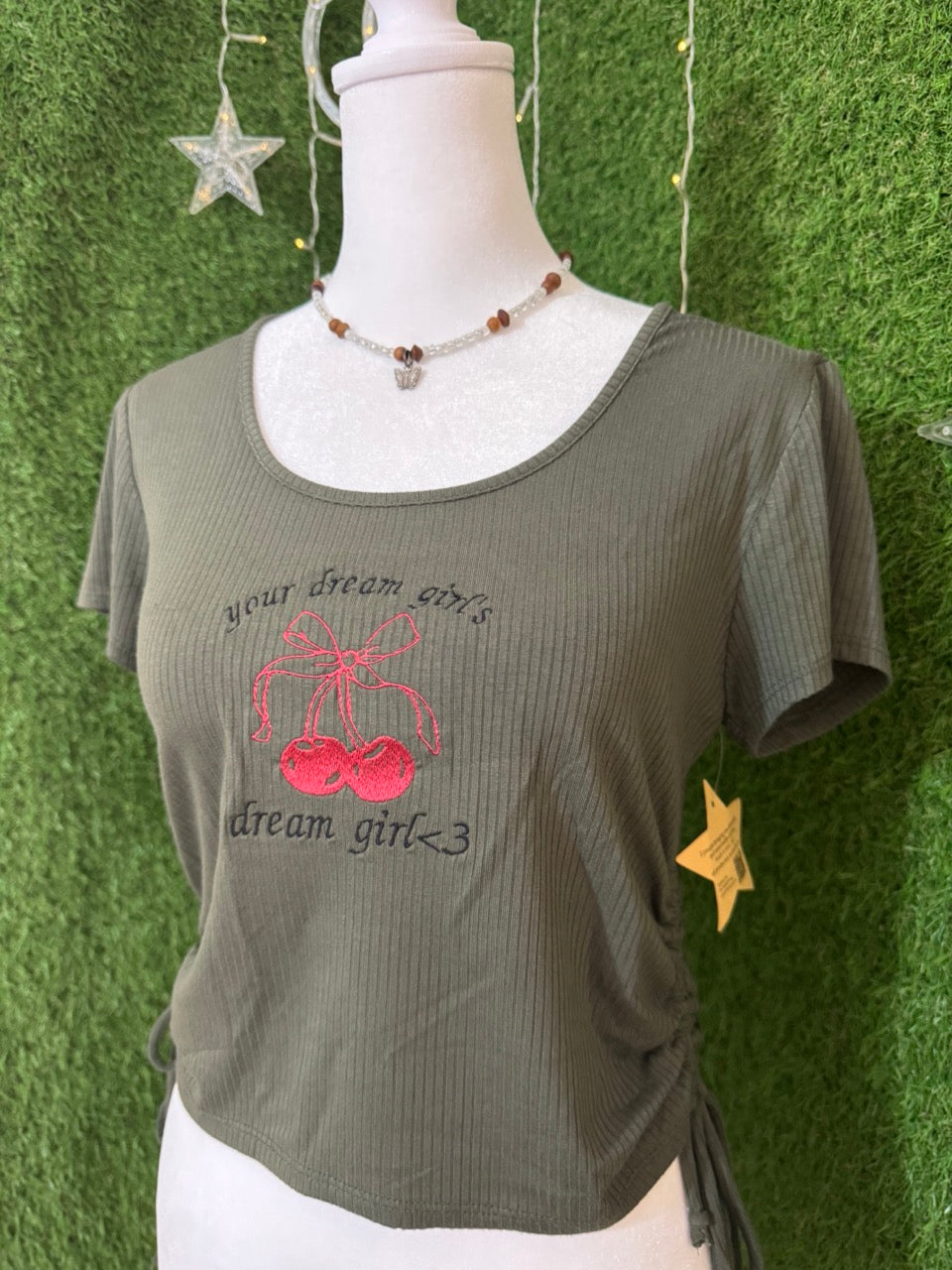Dream Girl's Dream Girl Cinched Side Baby Tee L